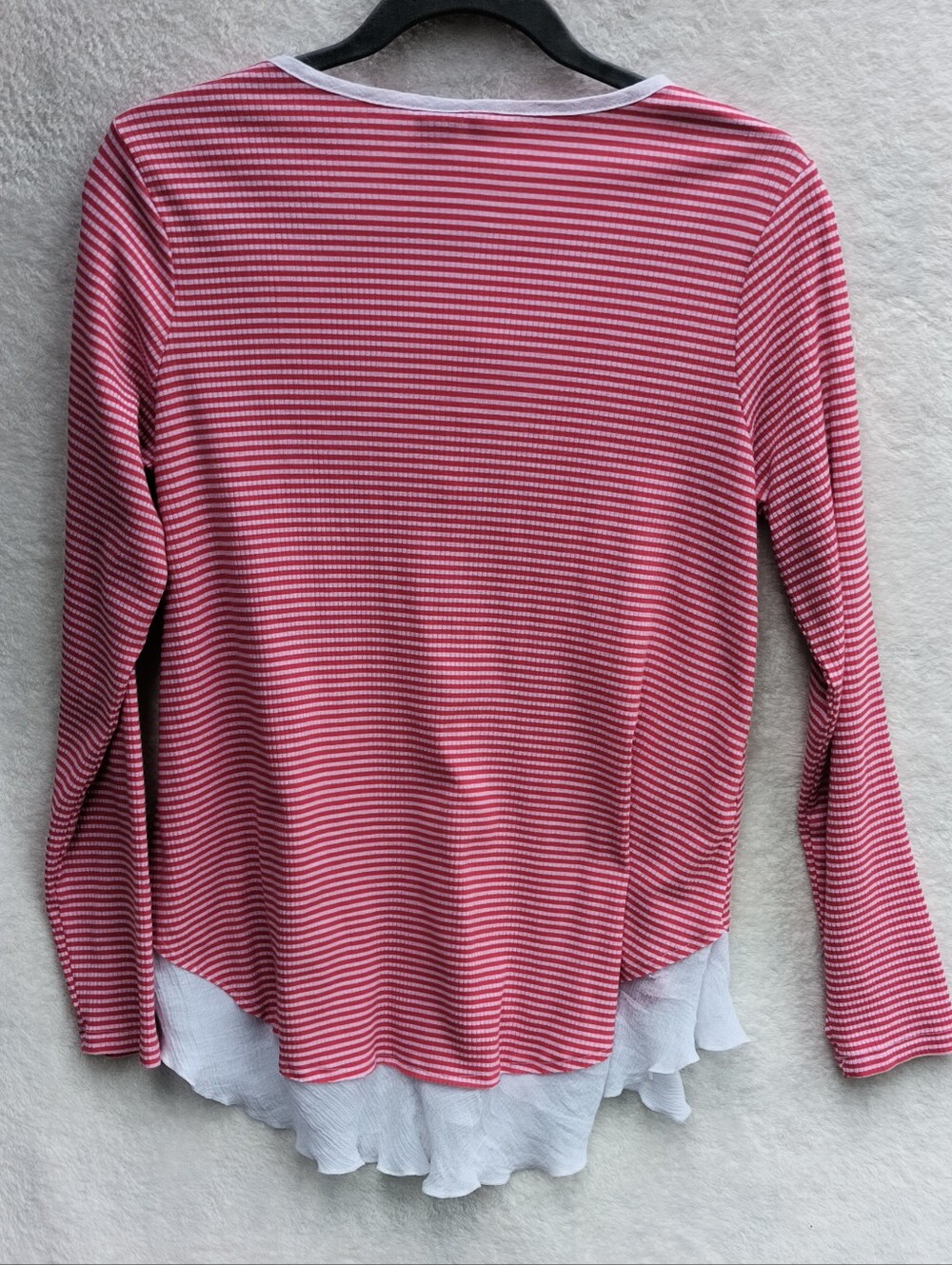 new directions Pink Striped Lace-Up Long Sleeve Top with White Hem. WS 78 - Picture 6 of 6